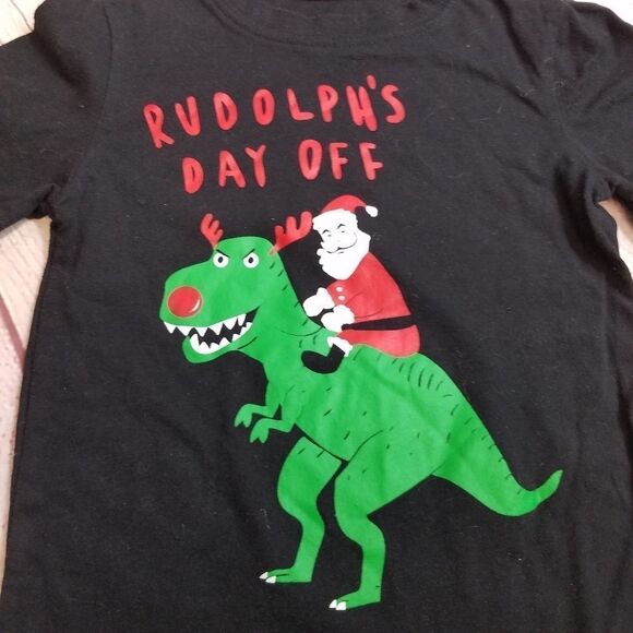 North Pole dinosaur Christmas shirt 3T - Picture 3 of 3